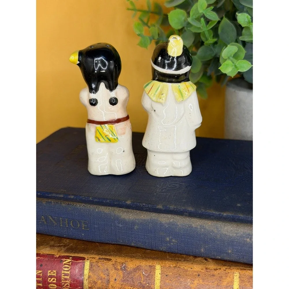 Vintage Native American Style Salt and Pepper Shakers Ceramic Japan Figurines
